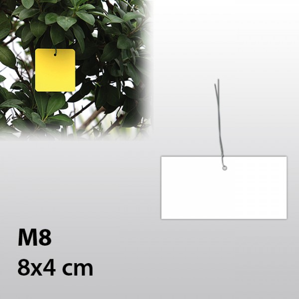 M8-Hängeetiketten mit Draht 8x4 cm